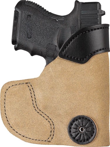 DESANTIS POCKET TUK HOLSTR RH - IWB/POCKET LTHER J FRAME SUEDE