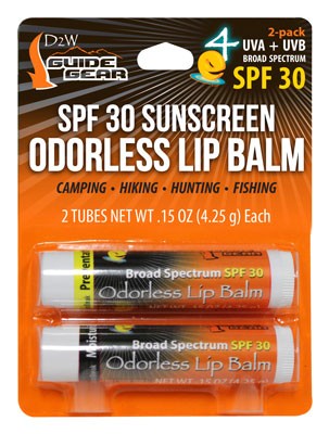 DDW LIP BALM W/SPF-30 ODORLESS - MOISTURIZING 2PK