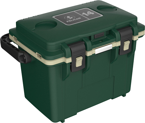 PELICAN COOLERS IM 14 QUART - HUNTER GREEN/TAN  DRY STORAGE