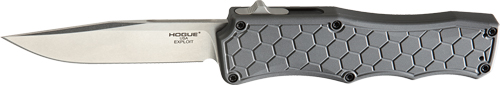 HOGUE EXPLOIT 3.5" OTF AUTO - ALUMINUM CLIP POINT BLADE GREY