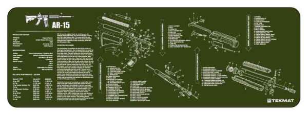 TEKMAT ARMORERS BENCH MAT - 12"X36" AR-15 OLIVE DRAB