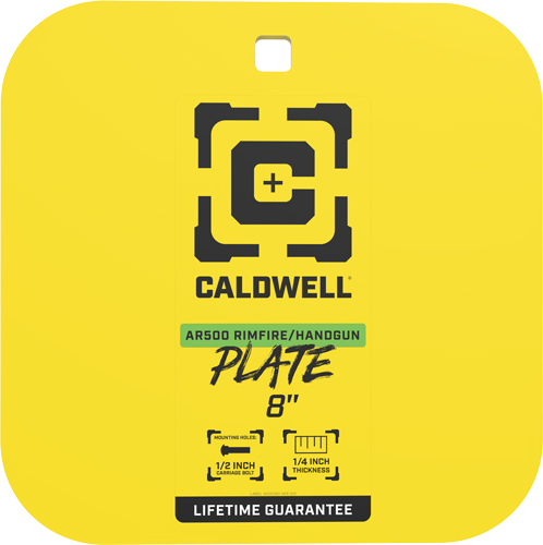 CALDWELL AR500 8" GONG TARGET - 1/4" RIMFIRE/HANDGUN STEEL YLW