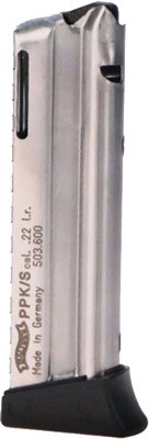 WALTHER MAGAZINE PPK/S 22LR - 10RD NICKEL PLATED STEEL