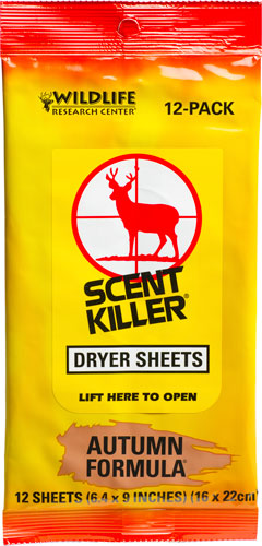 WRC DRYER SHEETS SCENT KILLER - AUTUMN FORMULA 12-PACK