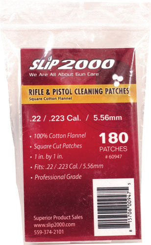 SLIP 2000 CLEANING PATCHES 1" - SQUARE .22 CALIBER 180-PACK