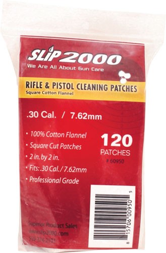 SLIP 2000 CLEANING PATCHES 2" - SQUARE .30/7.62MM 120-PACK