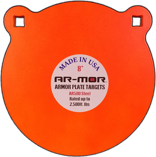 AR-MOR 8" AR500 STEEL GONG - 3/8" THICK STEEL ORANGE ROUND