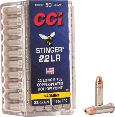 CCI STINGER 22LR 32GR JHP - 1640FPS 50RD 100BX/CS