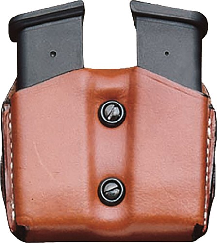 DESANTIS DOUBLE MAG POUCH OWB - LTHR FITS GLOCK 17/19/23/22 TN