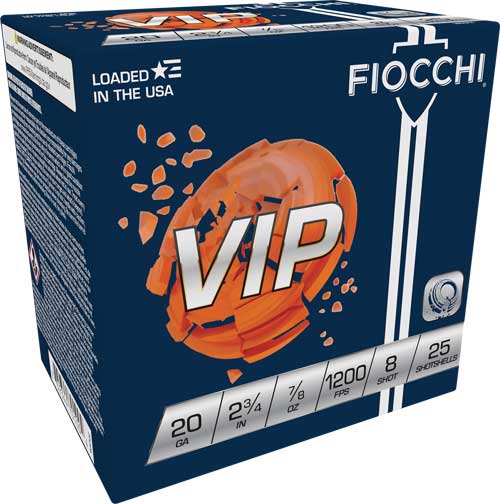 FIOCCHI VIP 20GA 2.75" 7/8OZ - #8 1200FPS 250RD CASE LOT