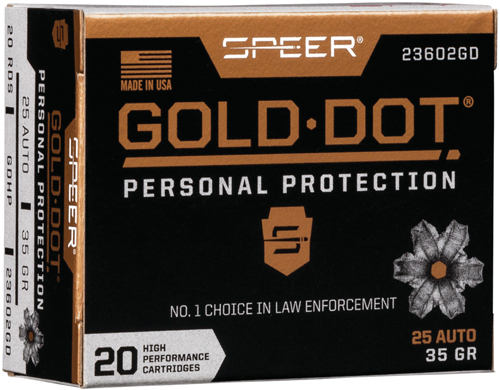 SPEER GOLD DOT 25 ACP 35GR - GDHP 20RD 10BX/CS