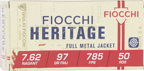 FIOCCHI 7.62 NAGANT 97GR FMJ - 50RD 20BX/CS
