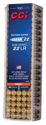 CCI CLEAN 22LR 40GR BLUE POLY - RN 1070FPS 100RD 50BX/CS