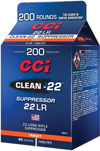 CCI SUPPRESSOR CLEAN 22LR 45GR - LEAD-RN 1000FPS 200RD 10BX/CS