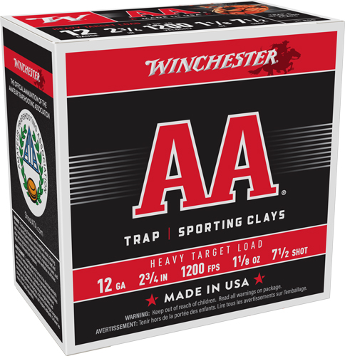 WINCHESTER AA 12GA 2.75" - 1-1/8OZ #7.5 1200FPS 250R CASE