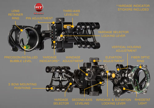 TROPHY RIDGE BOW SIGHT REACT - ALPHA 1-PIN .019 RH BLACK