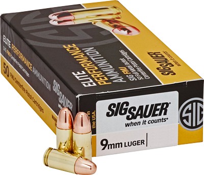 SIG AMMO 9MM 124GR FMJ 50RD - 10BX/CS