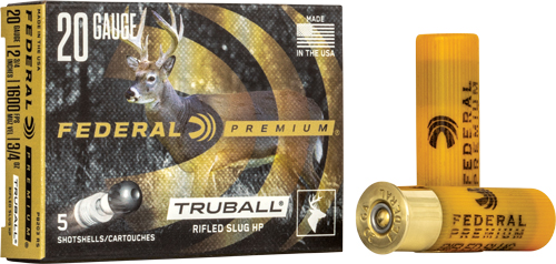 FEDERAL TRUBALL 20GA 2.75" - 3/4OZ RIFLED SLUG 5RD 50BX/CS
