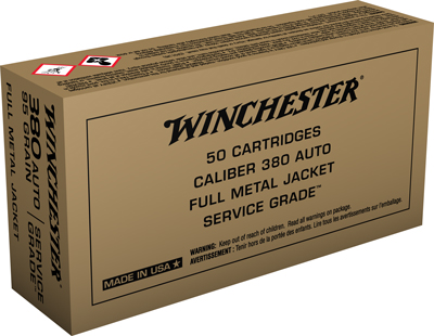 WINCHESTER SERVICE GRADE 380 - ACP 95GR FMJ-RN 50RD 10BX/CS