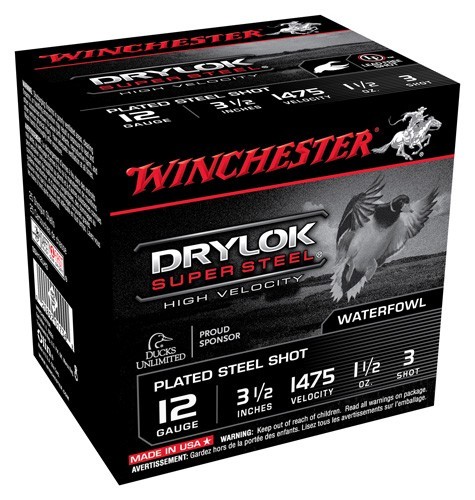 WINCHESTER DRYLOK 12GA 3.5" - 1-1/2OZ #3 1475FPS 25RD 10B/CS