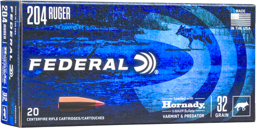 FEDERAL 204 RUGER 32GR V-MAX - 20RD 10BX/CS
