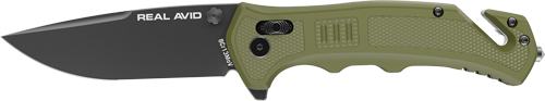 REAL AVID RAV-4 KNIFE ASSISTED - FOLDING 3.25" BLD GREEN NYLON