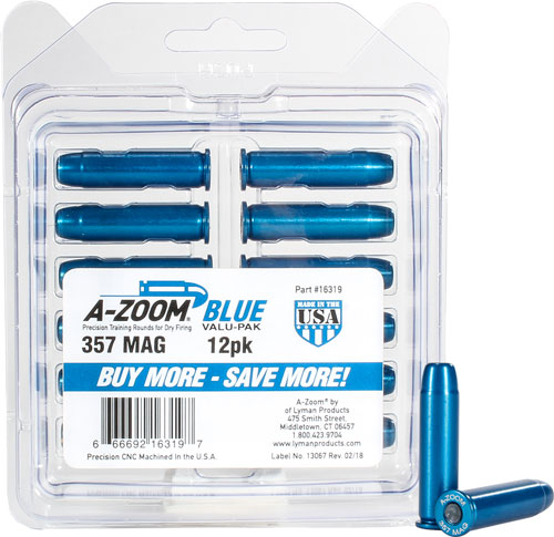 A-ZOOM METAL SNAP CAP BLUE - .357 MAGNUM 12-PACK