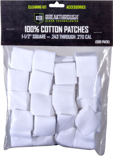 BREAKTHROUGH CLEANING PATCHES - 1 1/2" SQUARE .243-270 50 PACK