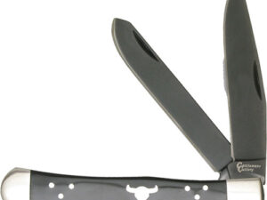 ABKT CATTLEMANS CUTLERY BLACK - ANGUS TRAPPER 2-BLADE FOLDER