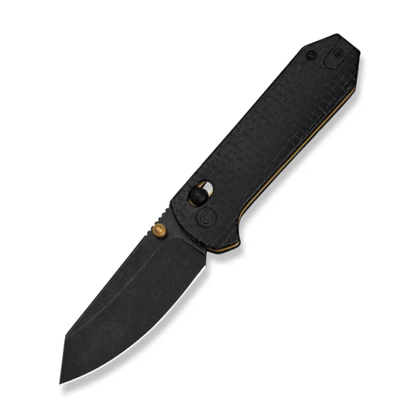 Thumb Stud & Crossbar Lock Knife Black Burlap Micarta Handle (2.88"" Black Stonewashed 14C28N Blade)