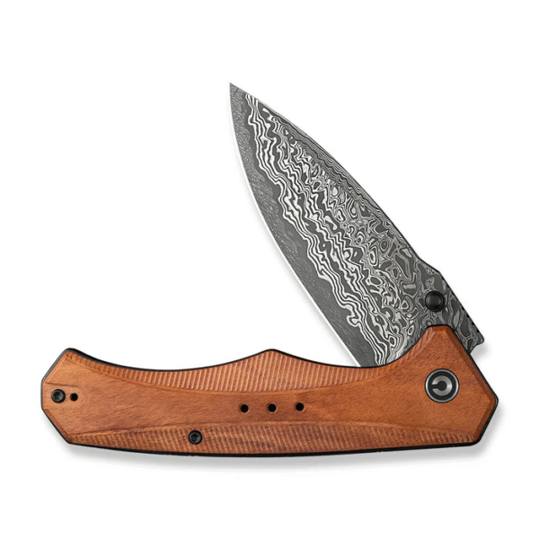 CIVIVI Photonix Flipper & Thumb Stud Knife Guibourtia Wood Handle (3.7"" Damascus Blade) C23081B-DS1