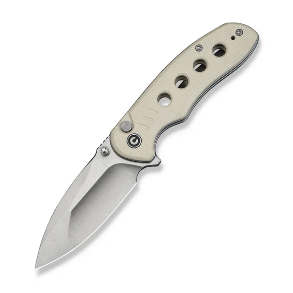 CIVIVI Triptych Flipper & Thumb Stud & Button Lock Knife Ivory G10 Handle (2.97"" Satin Finished 14C28N Blade)