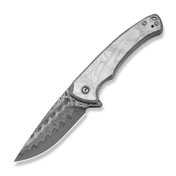 Voidflare Flipper Knife G10 With Aluminum Foil Handle (2.92"" Damascus Blade)