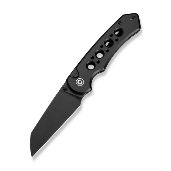 CIVIVI Pragma Prime Thumb Stud & Button Lock Knife Black Aluminum Handle (3.49"" Black Stonewashed 14C28N Blade)