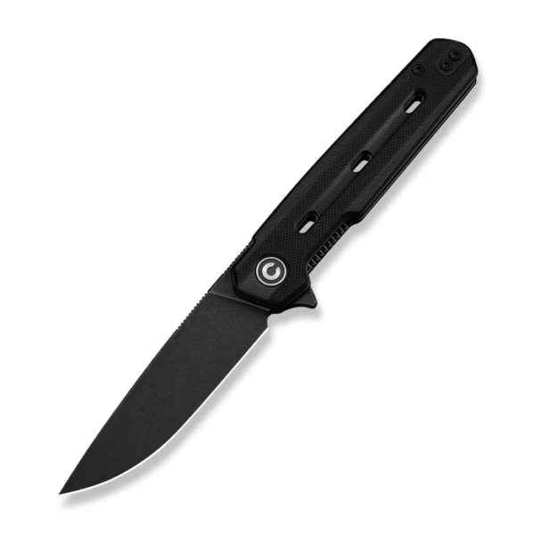 Navo Flipper Knife Black G10 Handle (3.25"" Black Stonewashed Nitro-V Blade)