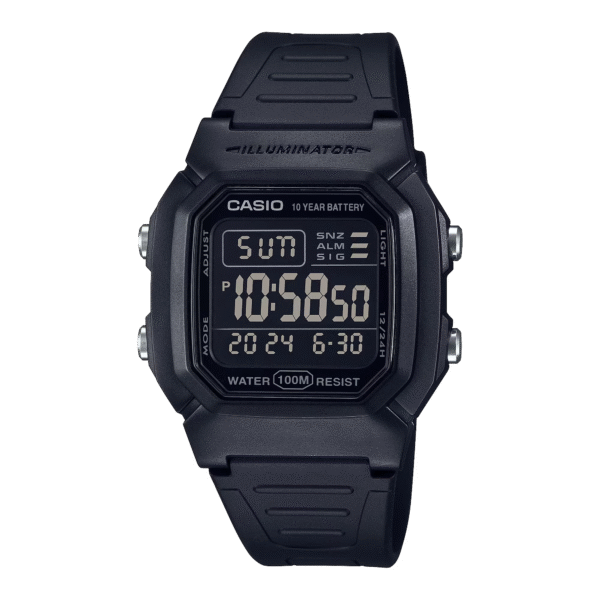 Classic Digital Watch w/ Blackout Dial, Dual Time & 5 Alarms