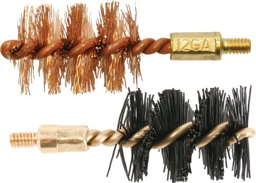 OTIS BORE BRUSH .12 GA 2-PACK - 1-NYLON 1-BRONZE 8-32MM THREAD