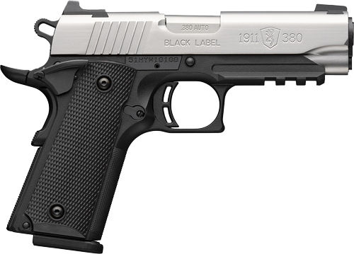 BROWNING 1911-380 SS 380ACP - 3.58"COMP 8RD BLK/SS W/RAIL