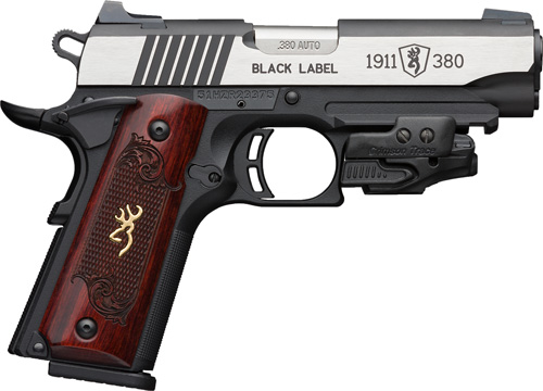 BROWNING 1911-380 BLACK LABEL - MEDALLION W/ LASER 4.25" WOOD