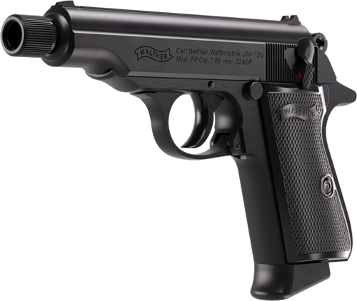 WALTHER PP SD 32ACP BLACK 8RD - THREADED BARREL BLACK GRIPS
