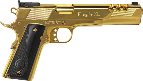 IVER JOHNSON EAGLE XL PORTED - 10MM 6" 24K GOLD BLACK WOOD