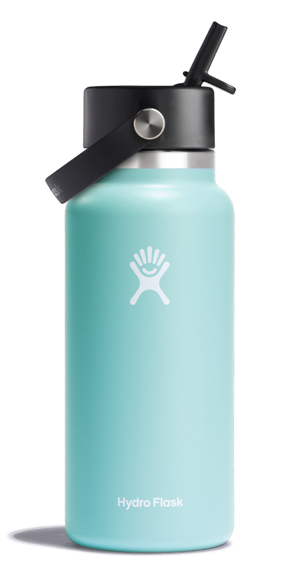 Wide Mouth Insulated Water Bottle w/ Flex Straw Cap