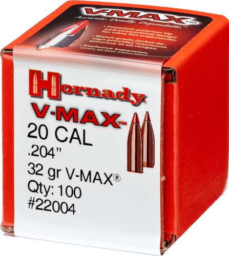 HORNADY BULLETS 20 CAL .204 - 32GR V-MAX 100CT 40BX/CS