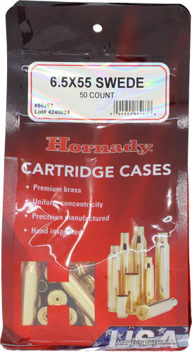 HORNADY UNPRIMED CASES 6.5X55 - SWEDISH 50 PACK 5PK/CS