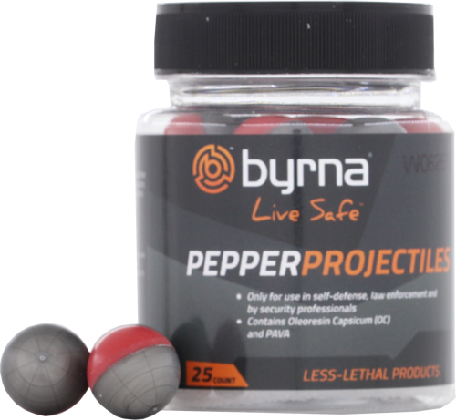 BYRNA PEPPER PROJECTILES - 25 COUNT TUB .68 CAL