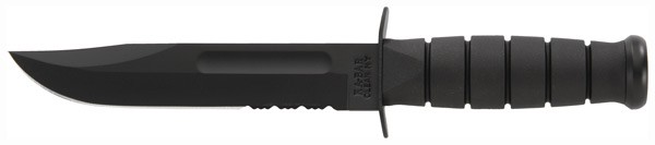 KA-BAR FIGHTING/UTILITY KNIFE - 7" SERR W/PLASTIC SHEATH BLACK