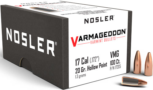 NOSLER BULLETS 17 CAL .172 - 20GR VARMAGEDDON FBHP 100CT