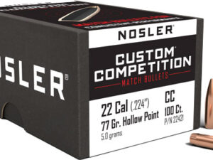 NOSLER BULLETS 22 CAL .224 - 77GR HP-BT CUSTOM COMP. 100CT