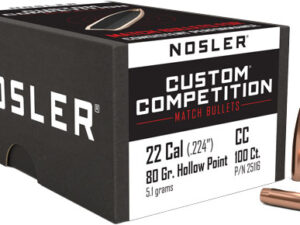 NOSLER BULLETS 22 CAL .224 - 80GR HP-BT CUSTOM COMP. 100CT