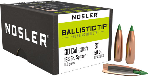 NOSLER BULLETS 30 CAL .308 - 168GR BALLISTIC TIP 50CT